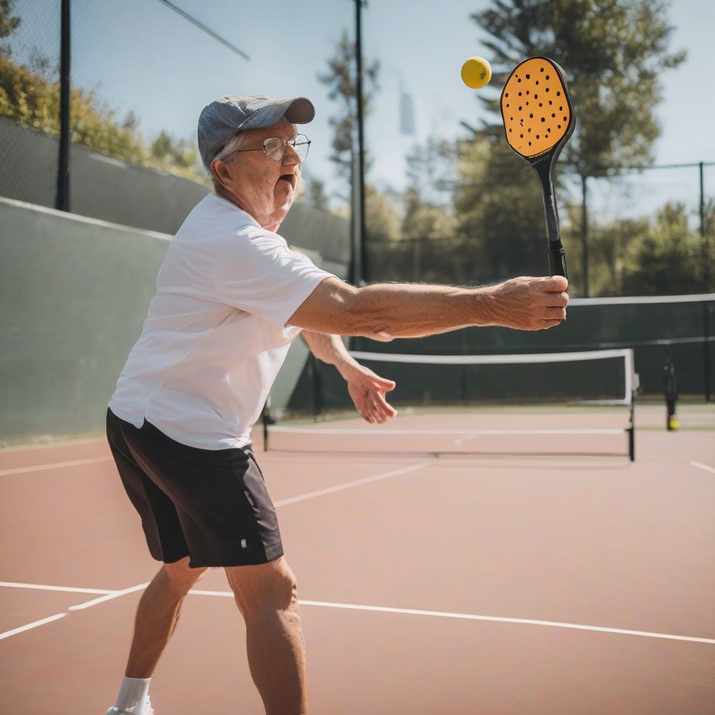 Pickleball Player Practicing Serve