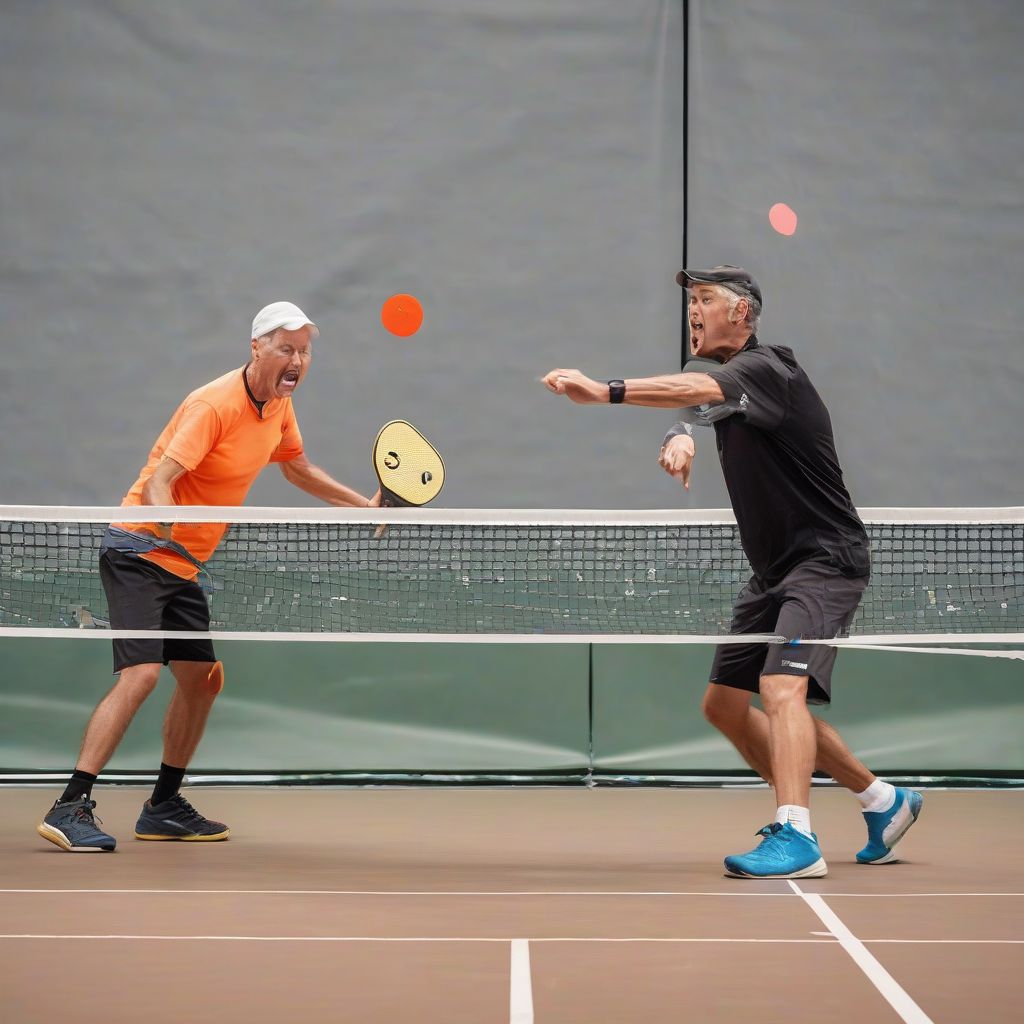 Pickleball Player Smashing the Ball