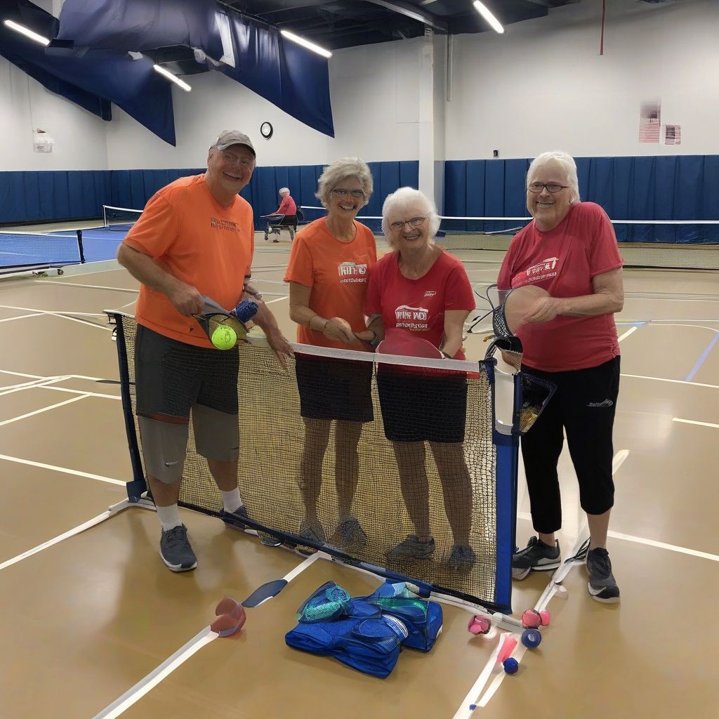 Pickleball Volunteers Setting Up a Tournament