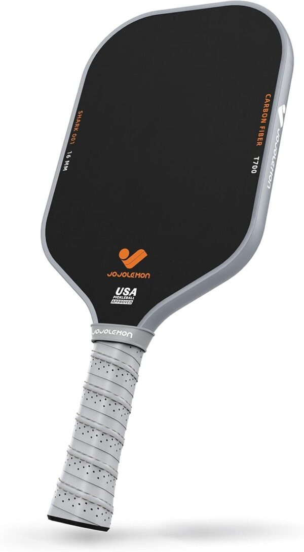 Pickleball Paddles, Carbon Fiber Pickleball Paddle with a 16mm Shark Power Polymer Core, The Pickleball Rackets Designed for Ultimate Spin & Consistency