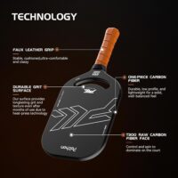 16mm Pickleball Paddle, Professional Raw Carbon Fiber Surface Pickleball Paddle with Enhanced pp Honeycomb Core, Ultimate Power & Control, 2024 USAPA Approved T300 - Image 3