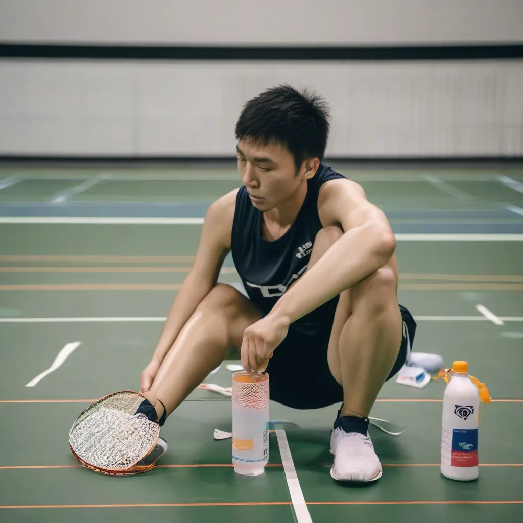 Badminton Player Recovering After Intense Training