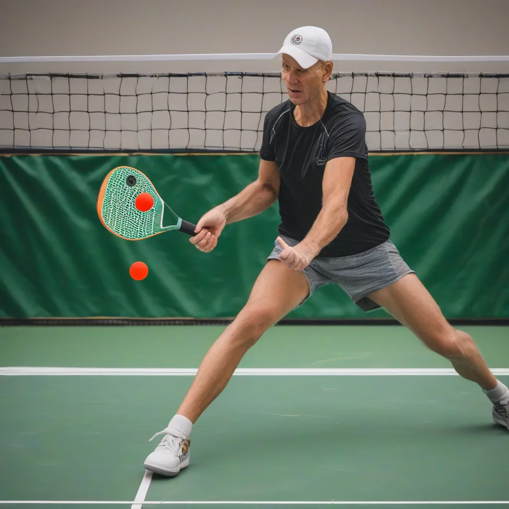 Pickleball Player Dominating at the Net