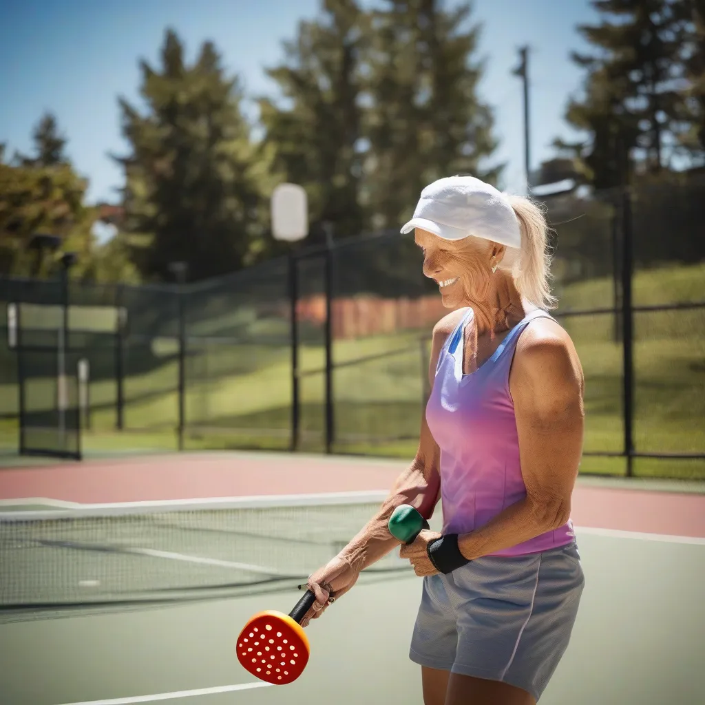 Pickleball Player Using a Massage Gun