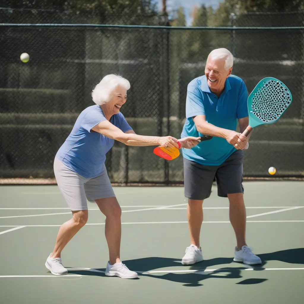 Senior Couple Enjoying Pickleball
